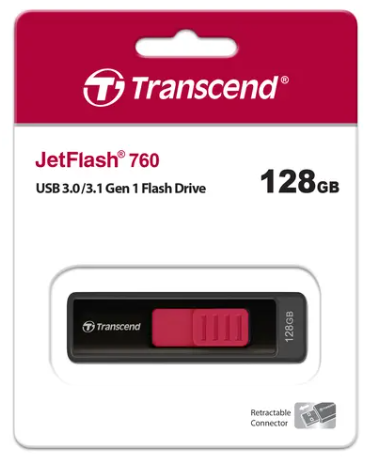 3.1 USB флеш накопитель Transcend 128GB JetFlash 760 черно-красный
