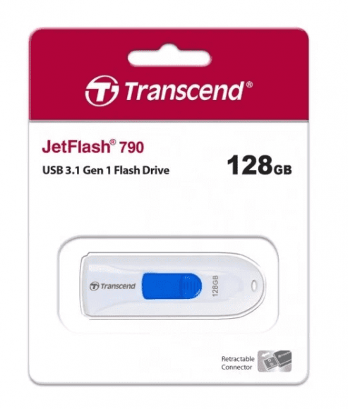 3.1 USB флеш накопитель Transcend 128GB JetFlash 790 белый