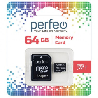 micro SDXC карта памяти Perfeo 64GB High-Capacity (Class 10) UHS-1