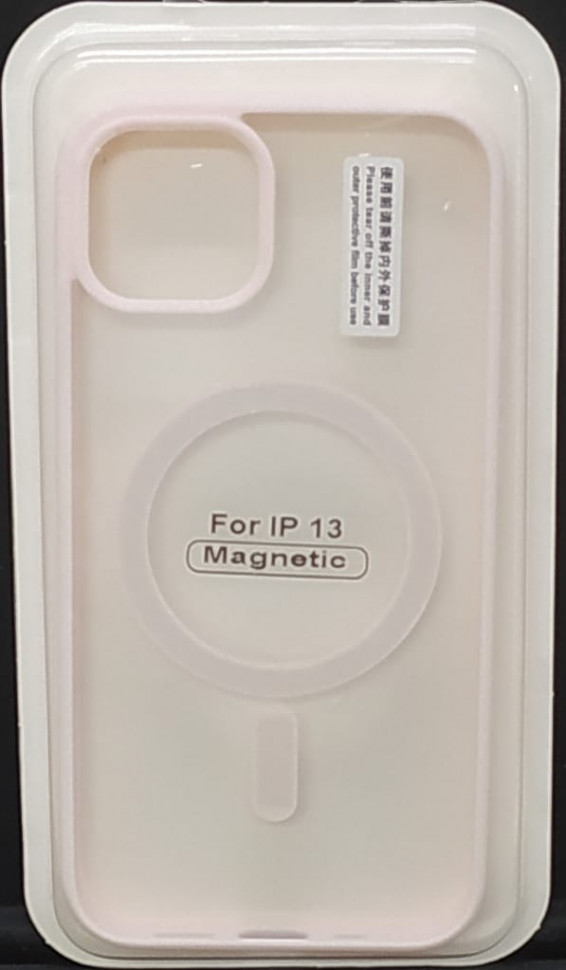 Накладка для iPhone 13 6.1" Magsafe силикон прозрачный бока розовые