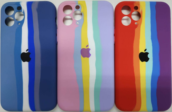 Накладка для iPhone 11 Pro силикон матовый радужный разноцветный