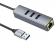 USB хаб Hoco HB34 3 порта USB3.0/1 Lan серый