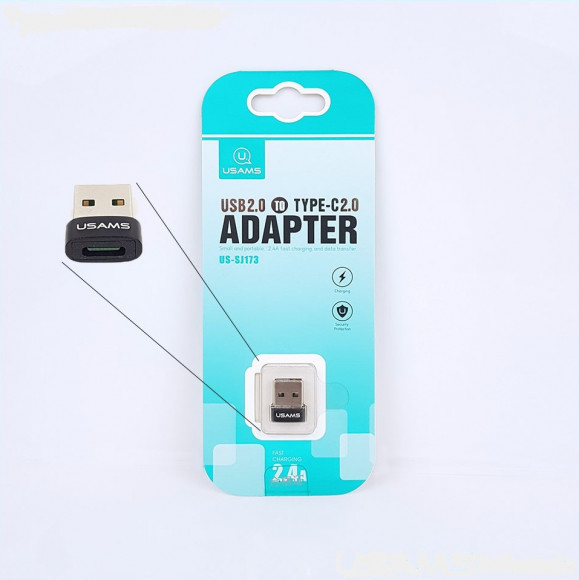 Переходник USB2.0-Type-C2.0 Usams US-SJ173 черный