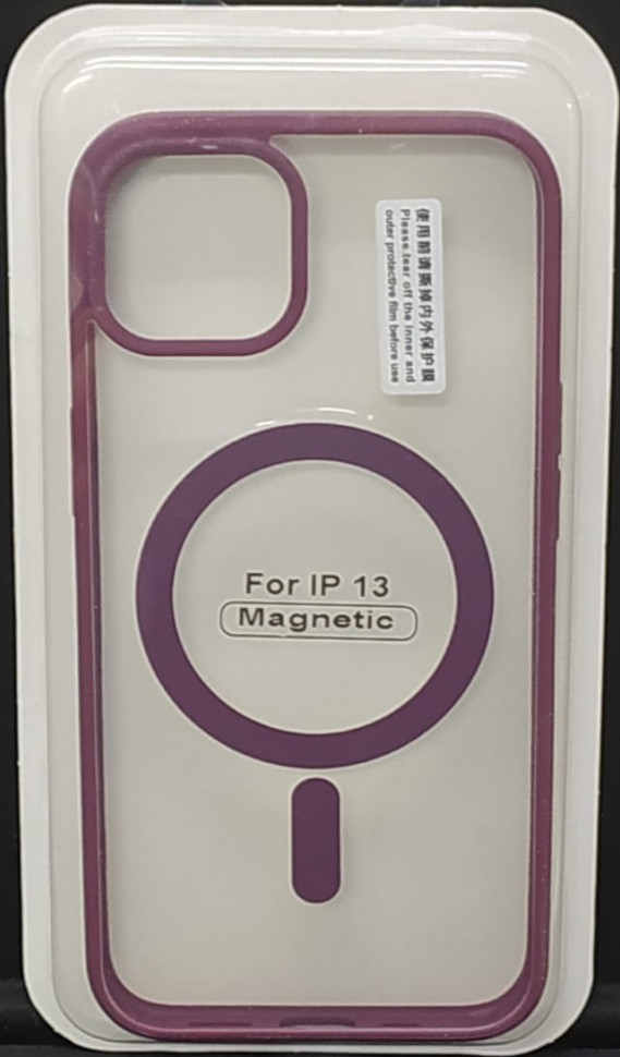 Накладка для iPhone 13 6.1" Magsafe силикон прозрачный бока бордовые