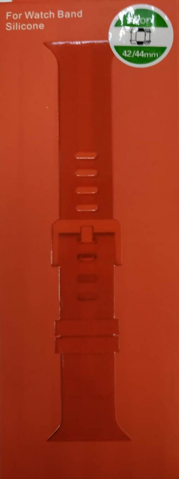 Сменный браслет силиконовый для Apple Watch 42mm с застежкой в коробке оранжевый