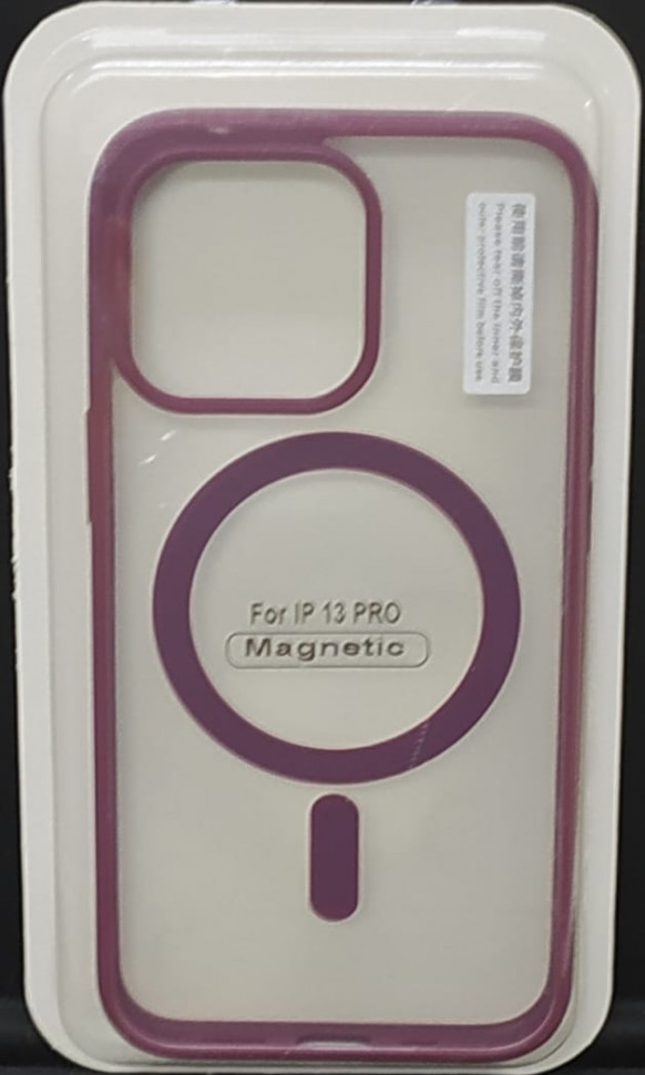 Накладка для iPhone 13 Pro 6.1" Magsafe силикон прозрачный бока бордовые