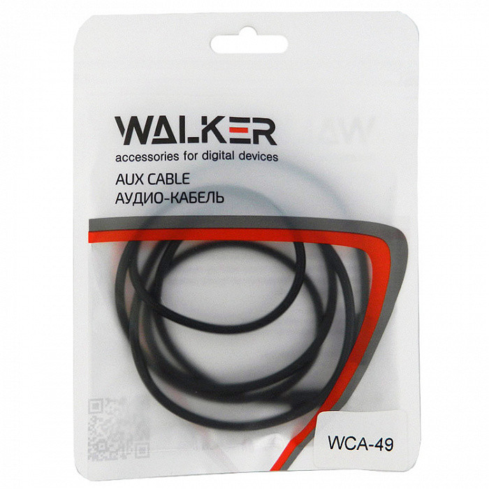 Аудиокабель AUX 3.5мм Walker WCA049 1м силиконовый черный