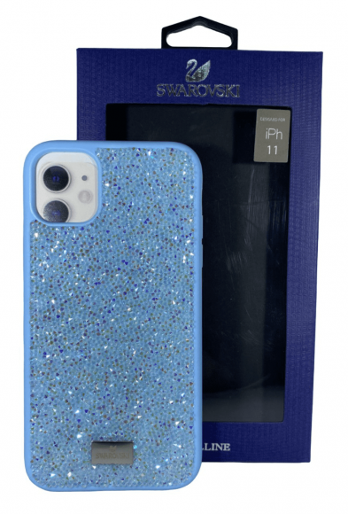Накладка для iPhone 11 6.1" Swarovski голубой