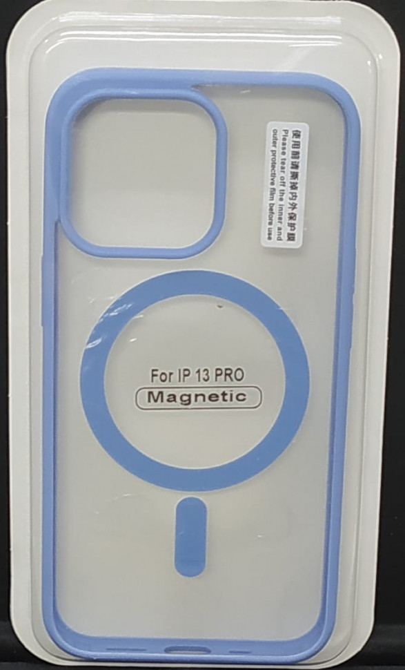 Накладка для iPhone 13 Pro 6.1" Magsafe силикон прозрачный бока лиловые