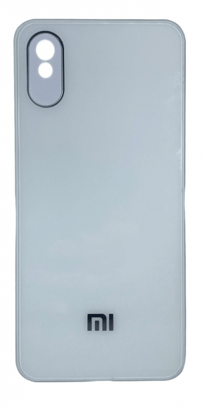 Чехол-накладка для Xiaomi Redmi 9A силикон (стеклянная крышка) белая