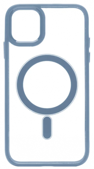 Накладка для i-Phone 11 Magsafe силикон прозрачный синяя рамка