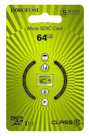 Карта памяти Borofone 64GB Class 10 micro SDXC (без адаптера)