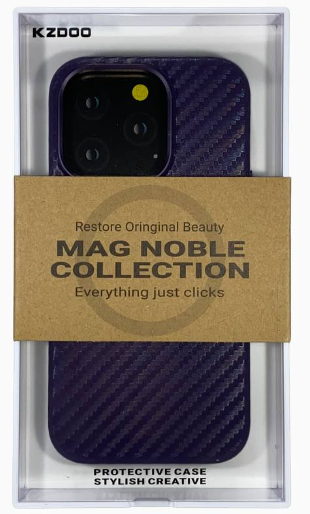 Накладка для iPhone 14 Pro K-Doo Mag Noble кожаная под карбон фиолетовая