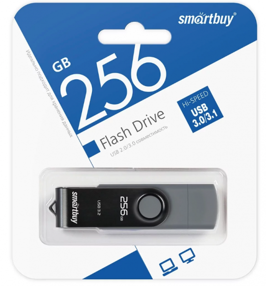3.0 USB флеш накопитель Smartbuy 256 GB Silver Twist Dual Type-C/Type-A (SB256GB3DUOTWK)