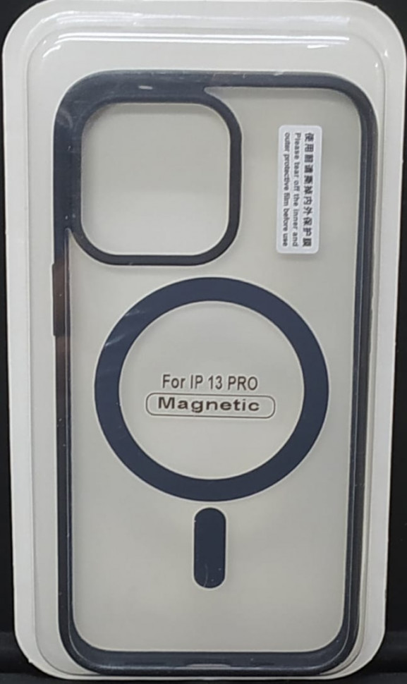 Накладка для iPhone 13 Pro 6.1" Magsafe силикон прозрачный бока черные
