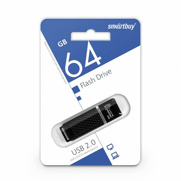 USB флеш накопитель Smartbuy 64GB Quartz series Black (SB64GBQZ-K)