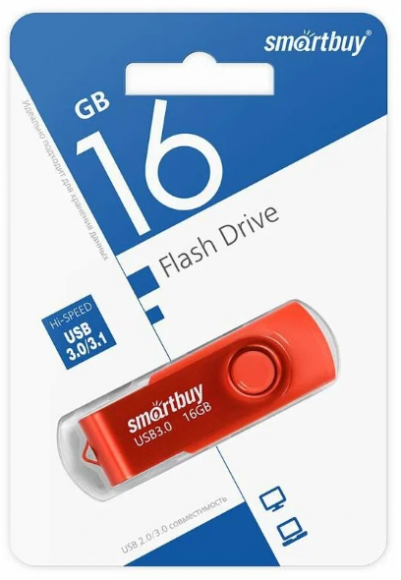 USB флеш накопитель Smartbuy 16GB Twist (SB016GB3TWB) краный