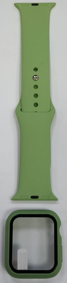 Сменный браслет силиконовый + бампер Apple Watch 40mm зеленый