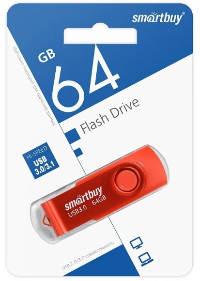 USB флеш накопитель Smartbuy 64GB Twist (SB064GB3TWB) краный