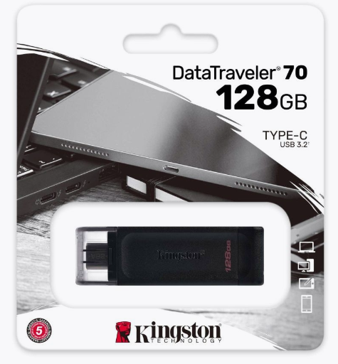 3.0/3.2 USB флеш накопитель Kingston DataTraveler 70 OTG USB Type-C 128GB (DT70/128GB)