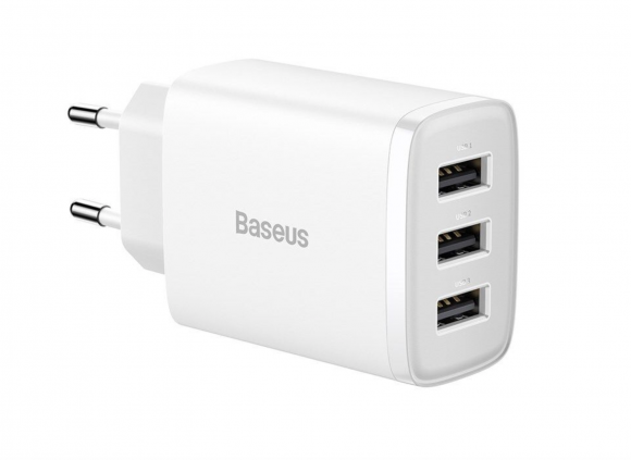 Сетевое зарядное устройство Baseus Compact Charger 3U 17W EU (CCXJ020002) белое