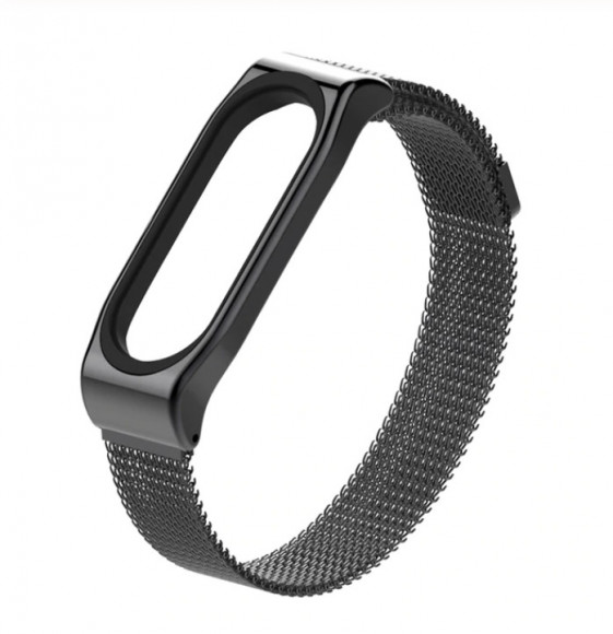 Металлический браслет для Xiaomi Mi Band 5 Milano плетенка чёрный