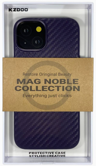 Накладка для iPhone 14 K-Doo Mag Noble кожаная под карбон фиолетовая