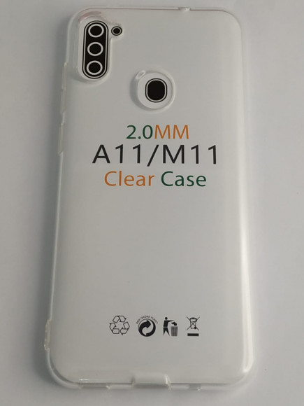 Чехол-накладка силикон 2.0мм Samsung Galaxy A11/M11 прозрачный