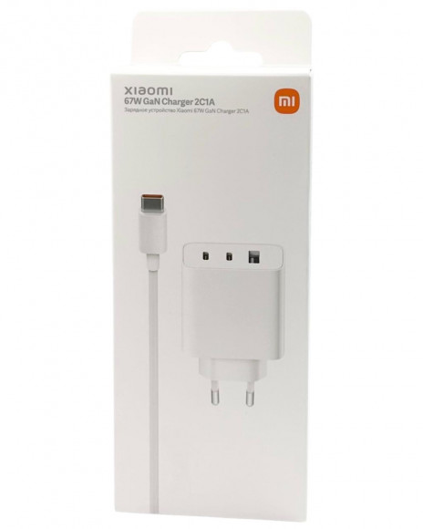 Сетевое зарядное устройство Xiaomi MI 1USB/1C 67W с проводом TC-TC (MDY-10-EX) в упаковке белое