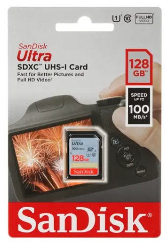 SDXC карта памяти SanDisk 128GB Class10 Ultra UHS-I 80MB/s (SDSDUNR-128G-GN6IN)