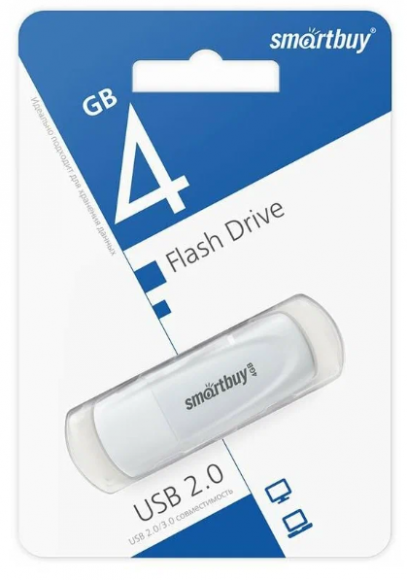 USB флеш накопитель Smartbuy 4GB Scout (SB004GB2SCW) белый