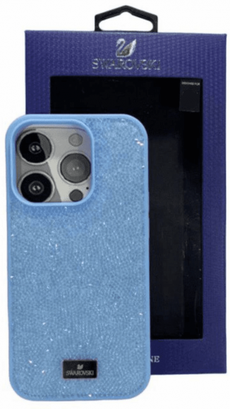 Накладка для iPhone 13 Pro Max 6.7" Swarovski голубой