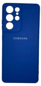 Накладка для Samsung Galaxy S21 Ultra Silicone cover без логотипа синяя