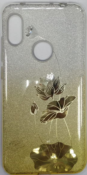Накладка для Xiaomi Redmi Note 6 силикон с блестками цветы в ассортименте