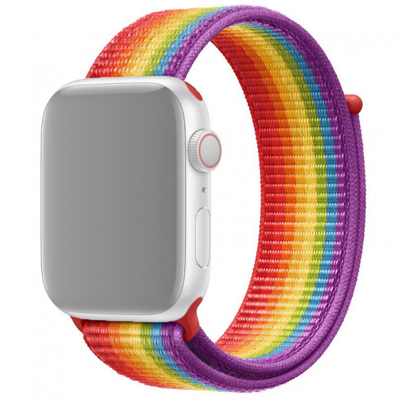 Сменный браслет металлический для Apple Watch 38mm ткань липучка, разноцветный