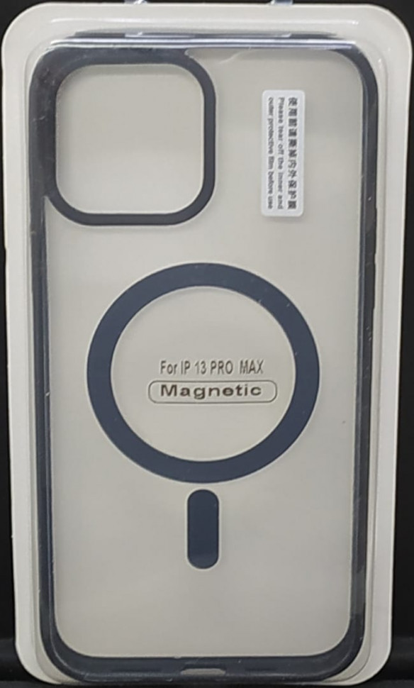 Накладка для iPhone 13 Pro Max 6.7" Magsafe силикон прозрачный бока черные