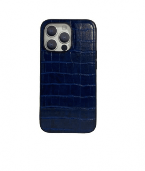 Накладка для iPhone 13 Pro Keephone Croco под кожу синий