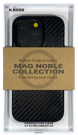 Накладка для iPhone 14 Pro Max K-Doo Mag Noble кожаная под карбон черная