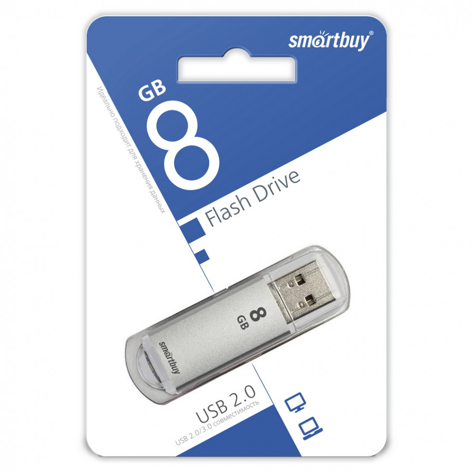 USB флеш накопитель Smartbuy 8GB V-Cut Silver (SB8GBVC-S)