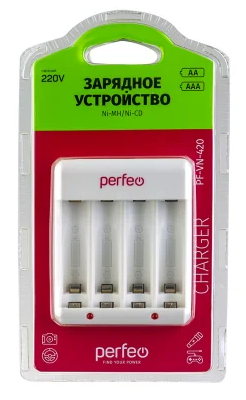 Perfeo зарядное устройство PF-VN-420 Ni-MH/CD, 220V, 4 слота, AA/AAA