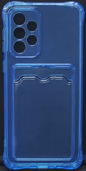Чехол-накладка силикон с карманом под карту Samsung A73 5G прозрачная синяя