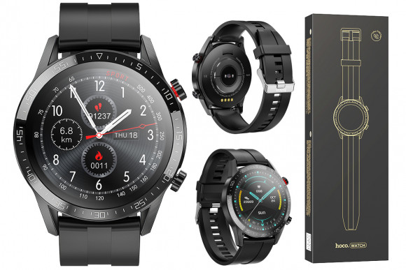 Смарт-часы Hoco Y2 Smart Watch 1.3"/240х240/290mAh/72ч/BT4.0 черные
